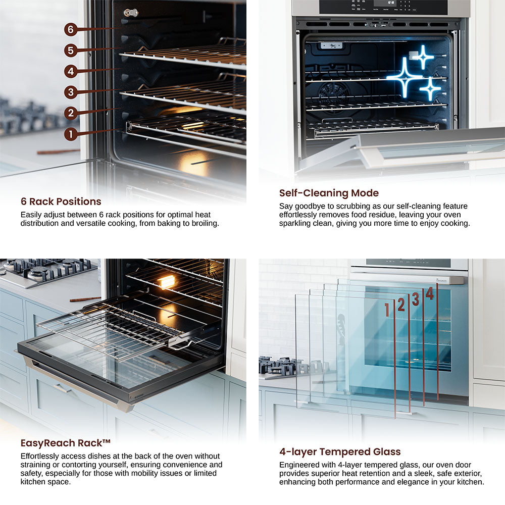 Rangaire 30" Double Electric Wall Oven Self-cleaning Air Fry True Convection Stainless Steel RWOD301GS