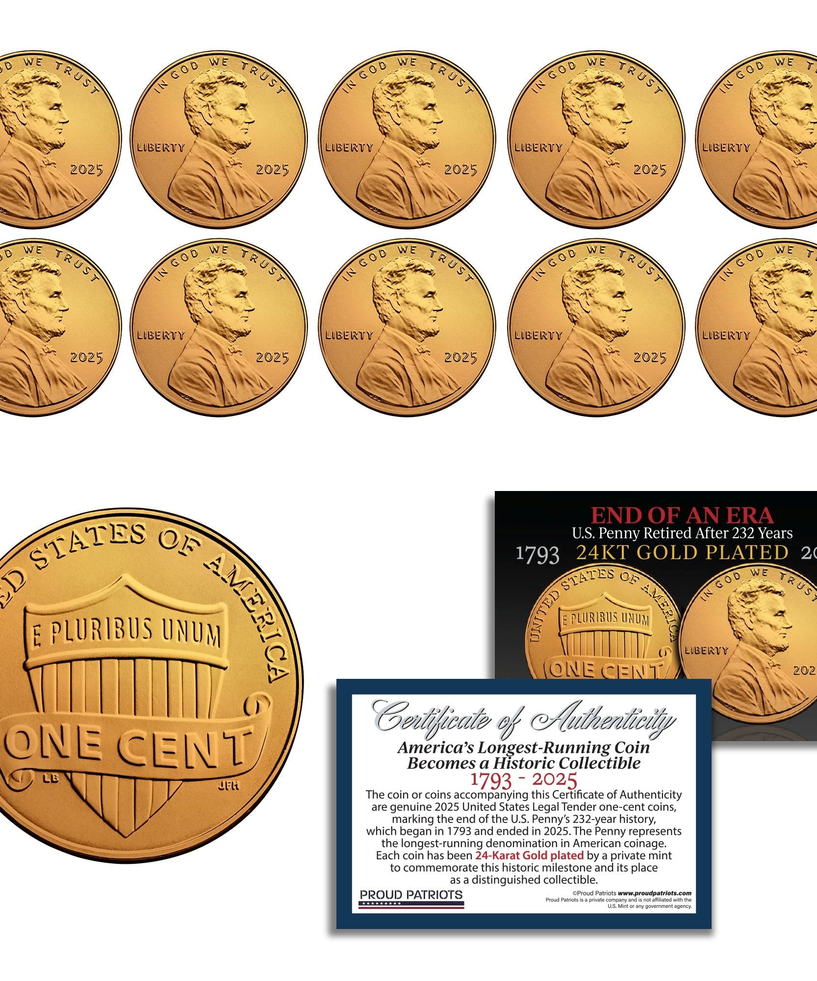 Amerikas letzter Penny: 24 Karat vergoldeter Penny mit Zertifikat