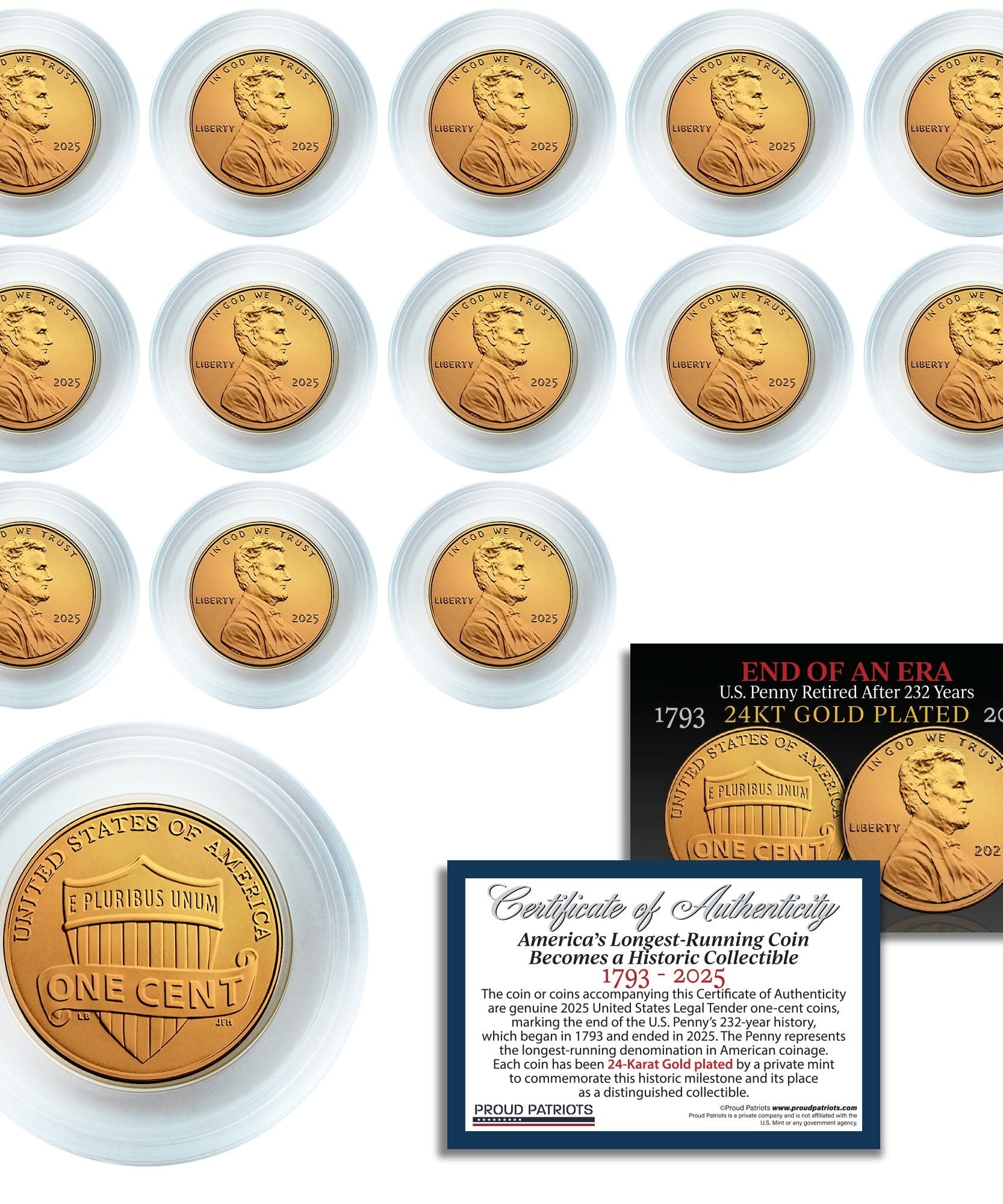 Amerikas letzter Penny: 24 Karat vergoldeter Penny mit Zertifikat