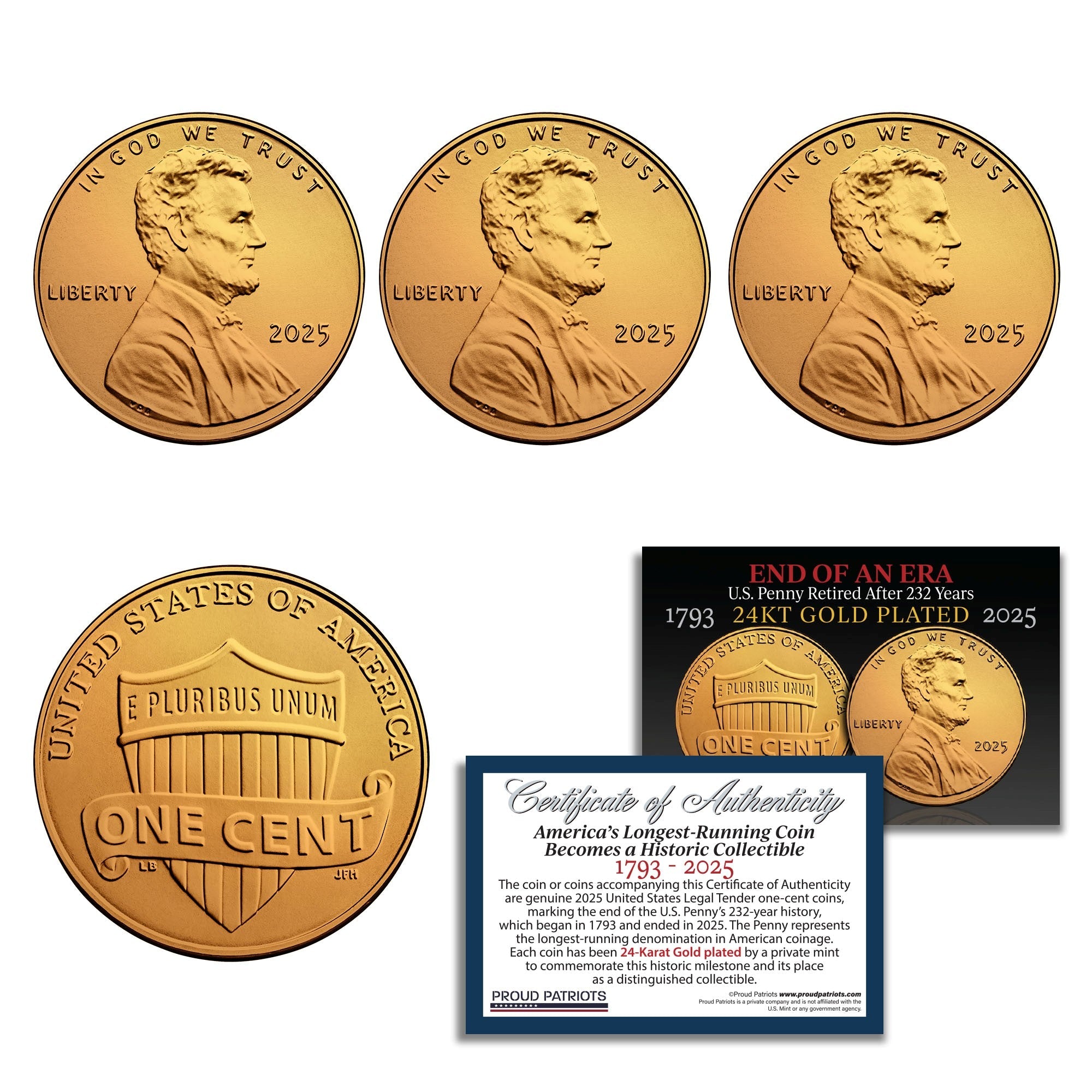 Amerikas letzter Penny: 24 Karat vergoldeter Penny mit Zertifikat