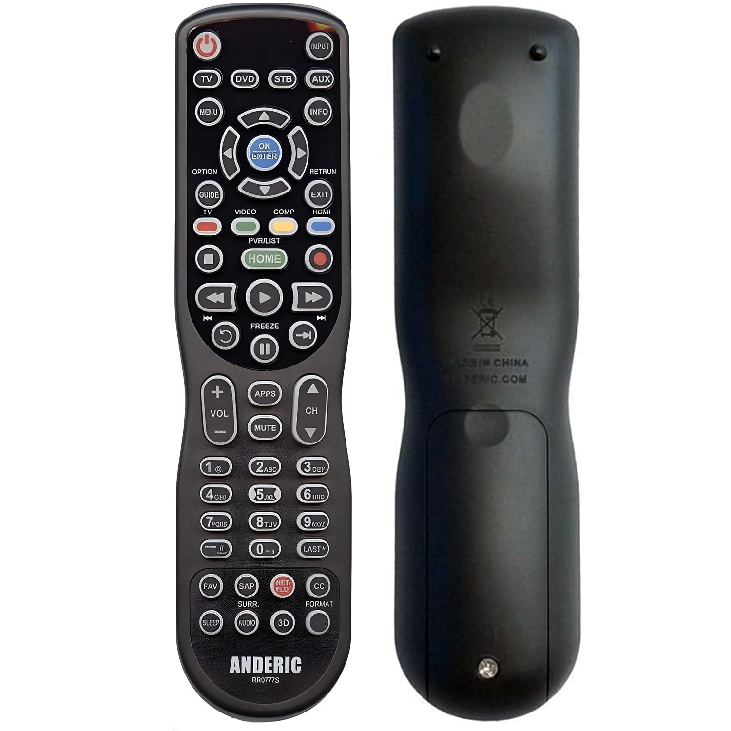 Substitute for Anderic RR0777S Universal 4-Device Remote Control for Pre-programmed for Panasonic TVs [RRU401]