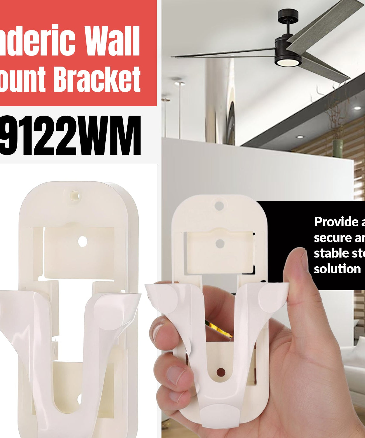 Anderic 99122WM Replacement Wall Mount Bracket for Hunter 99122 and 99123 Ceiling Fan Remote Controls