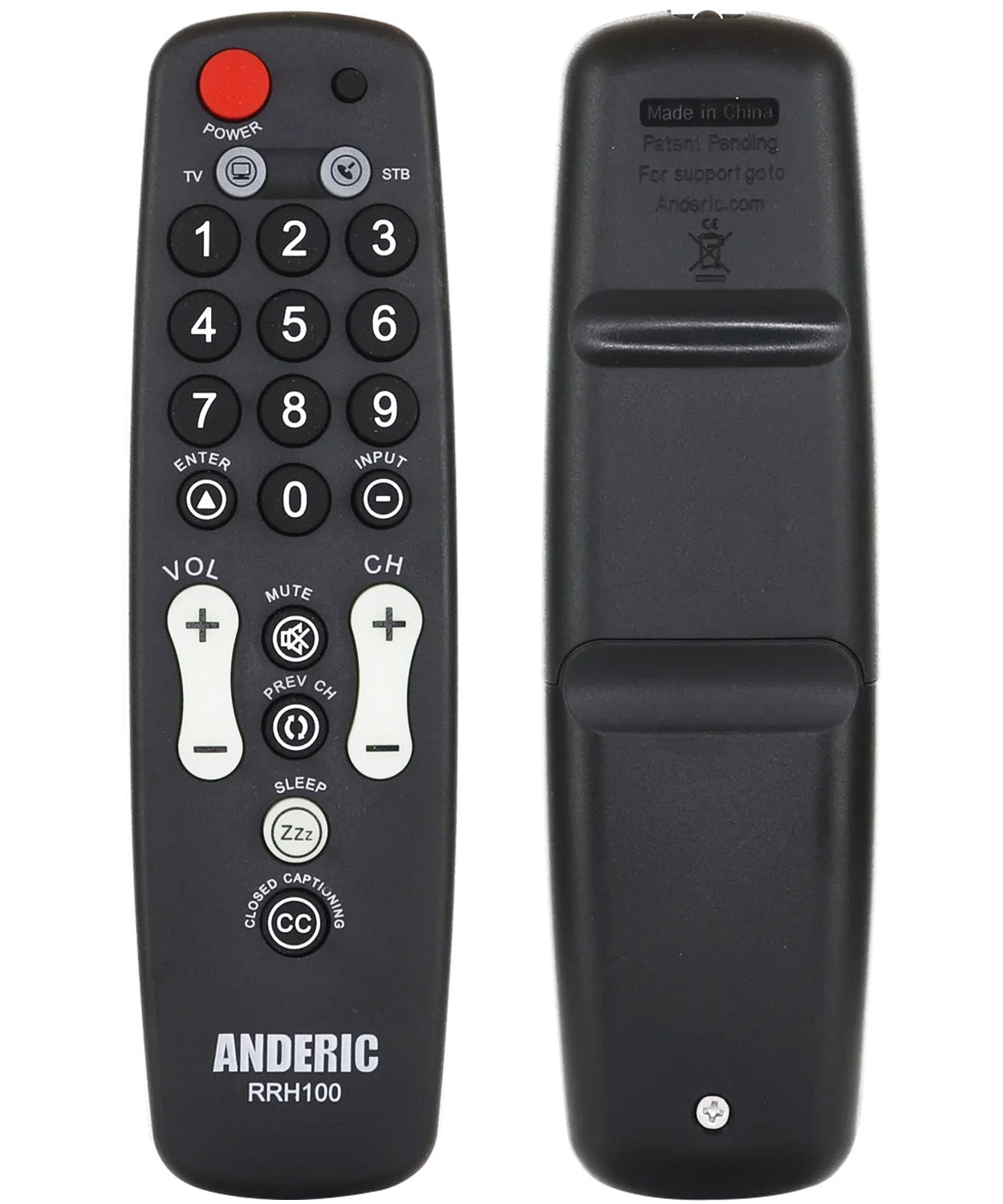 Anderic RRH100 2-Device Universal Remote Control for Hospitality TVs and Cable/Satellite/STB Boxes with Learning