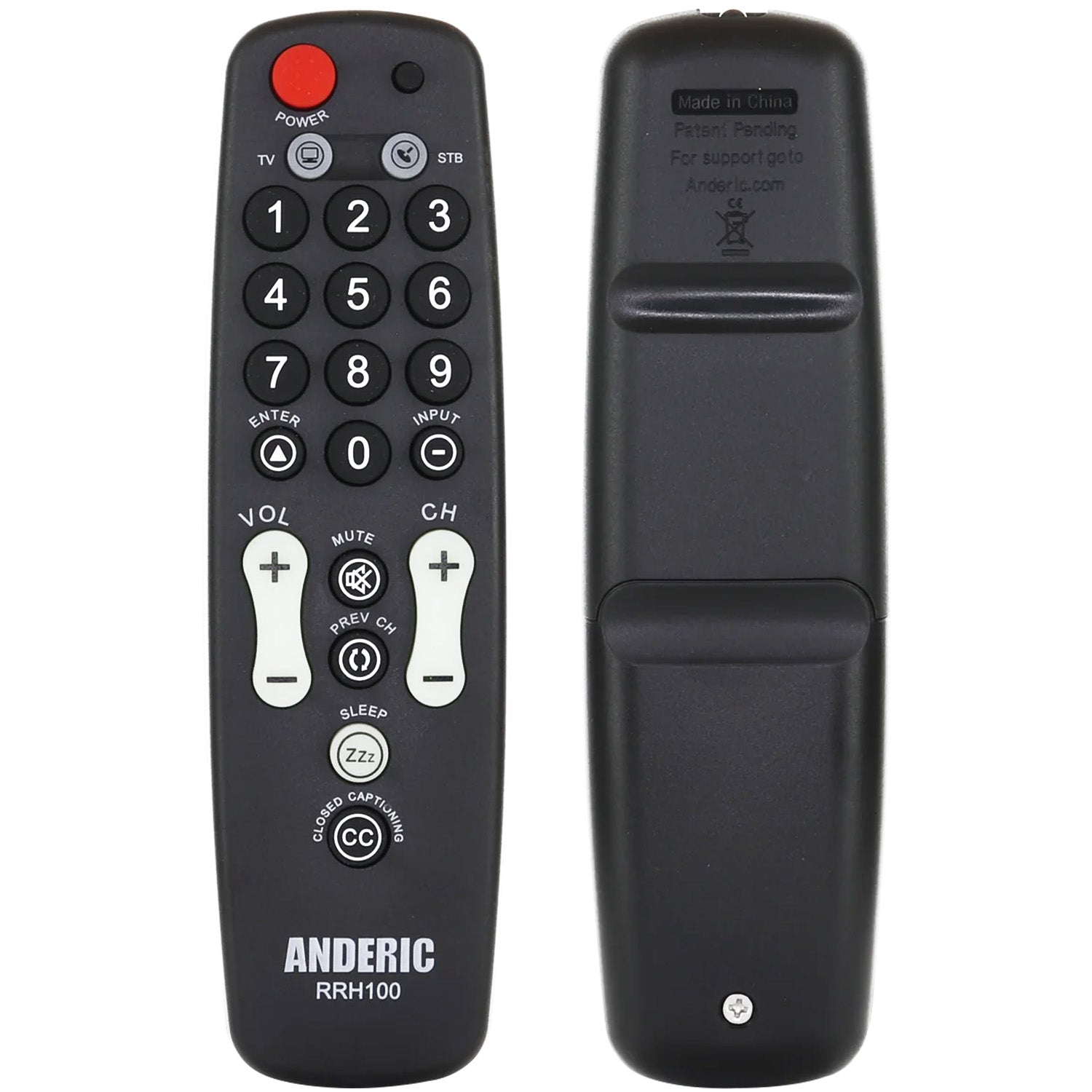 Anderic RRH100 2-Device Universal Remote Control for Hospitality TVs and Cable/Satellite/STB Boxes with Learning