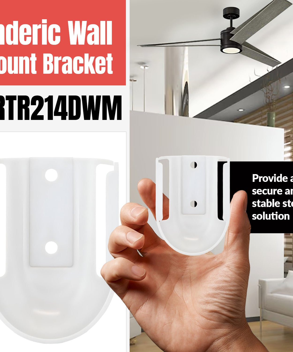 Anderic RRTR214DWM Ceiling Fan Remote Control Wall Mount Bracket for TR214D KUJCE10311 KUJCE10712 TR214B