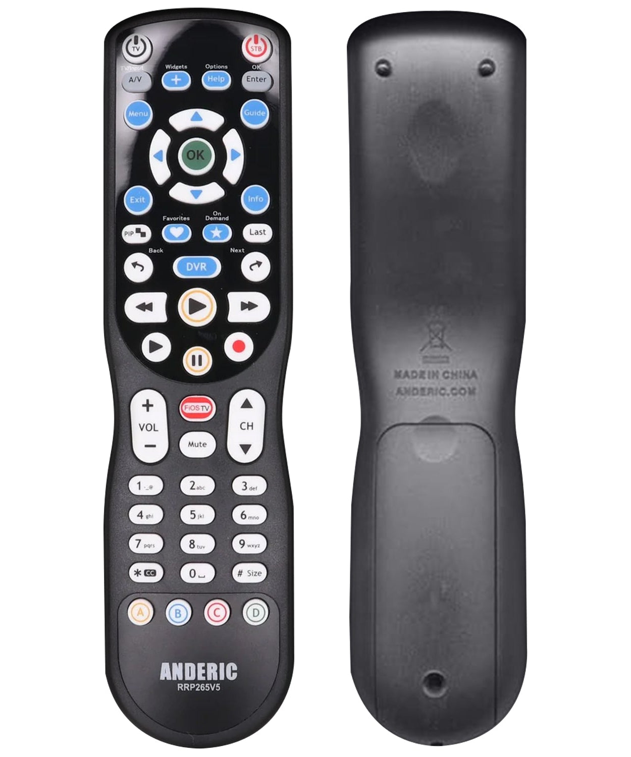 Anderic RRP265V5 Replacement 2-Device Universal Remote Control for Verizon FiOS Cable - P265v5