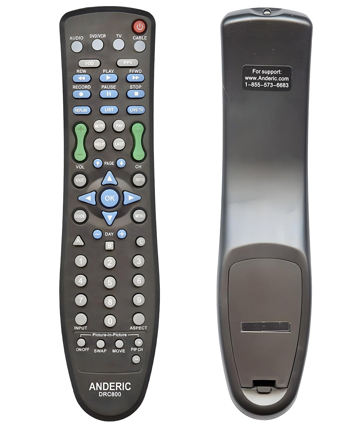 Anderic DRC800 DVR and Cable Box Remote Control for Motorola, Scientific Atlanta, and others