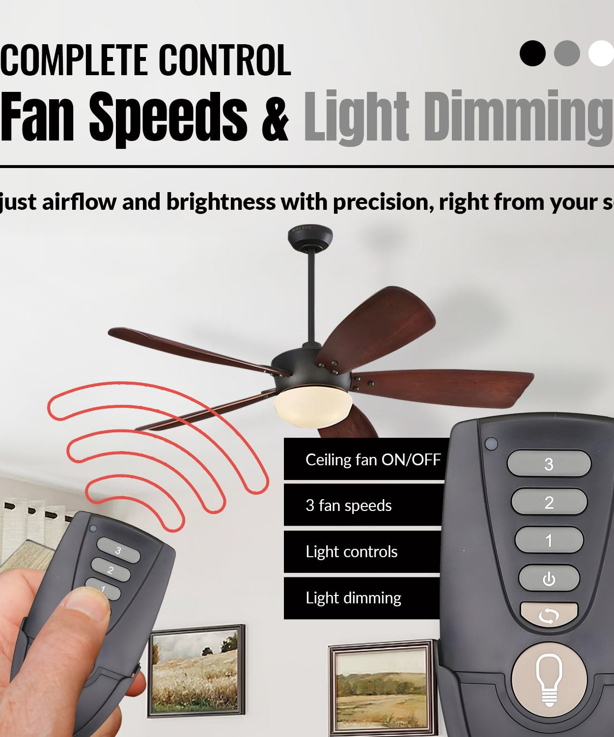 Anderic RR7222T Replacement Ceiling Fan Remote Control for Home Decorators Collection and Others | UC7222T, CHQ7222T