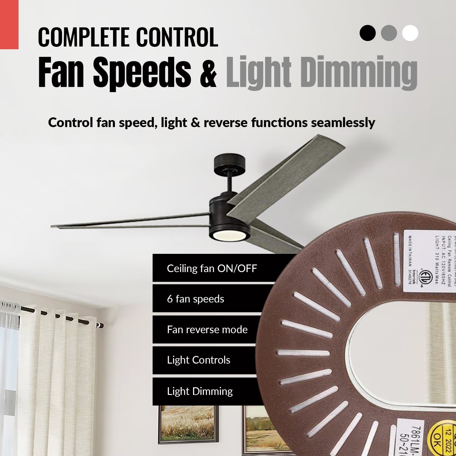 Anderic RH786R Replacement Ceiling Fan Receiver for Casablanca Stealth, Panama, Holliston | RH-786R, 7861LM-09