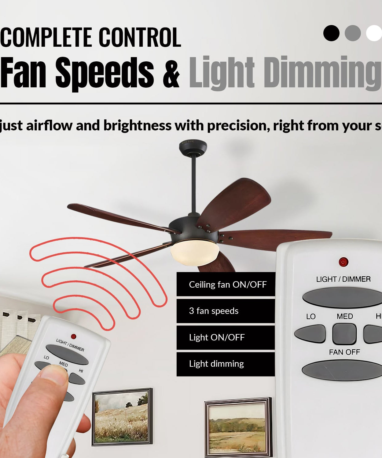 Anderic FAN-HD (UC7078T) Ceiling Fan Remote Control for Hampton Bay - RR7079T