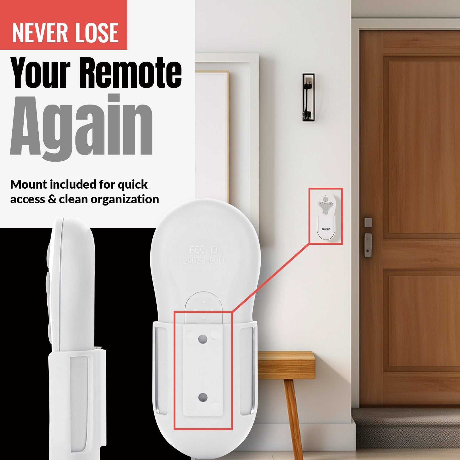 Anderic RRTR214D Replacement Ceiling Fan Remote Control for Harbor Breeze TR214D, KUJCE10311, KUJCE10712, and Others