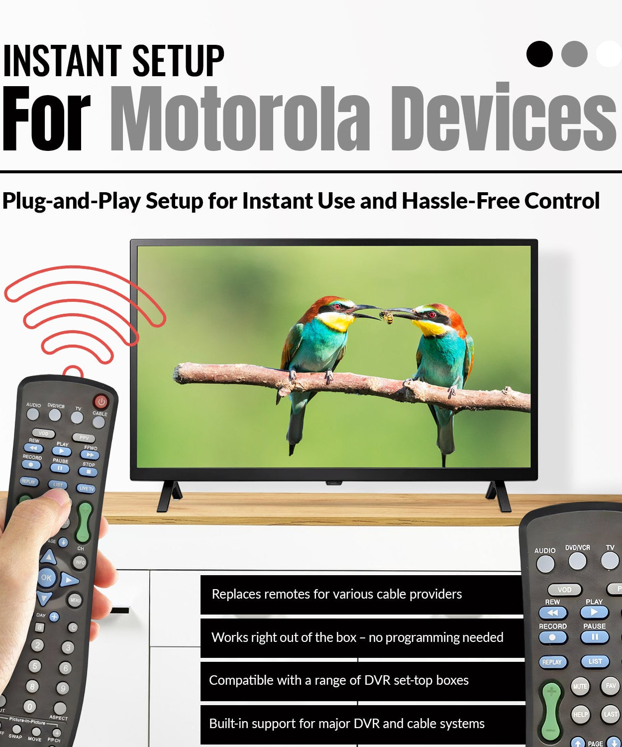 Anderic DRC800 DVR and Cable Box Remote Control for Motorola, Scientific Atlanta, and others