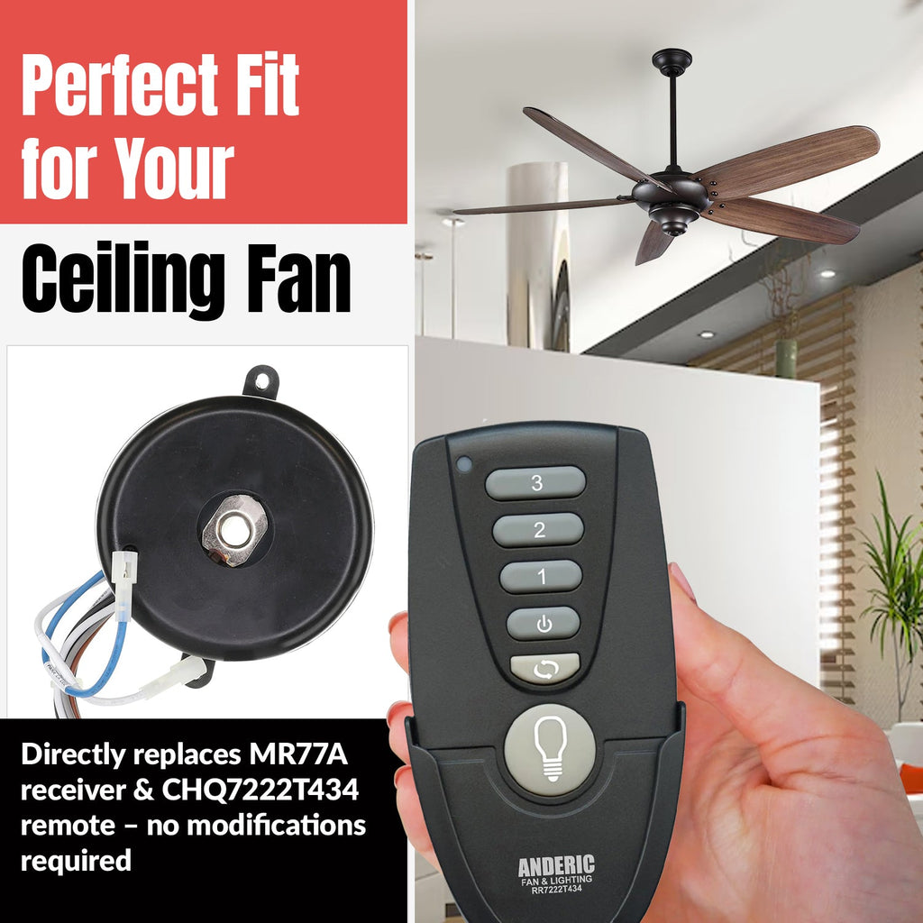 Anderic MR77A-MOLEX-KIT Replacement Ceiling Fan Remote Control Kit - MR77A, RR7222T434, MOLEX-AMP-ADAPTER