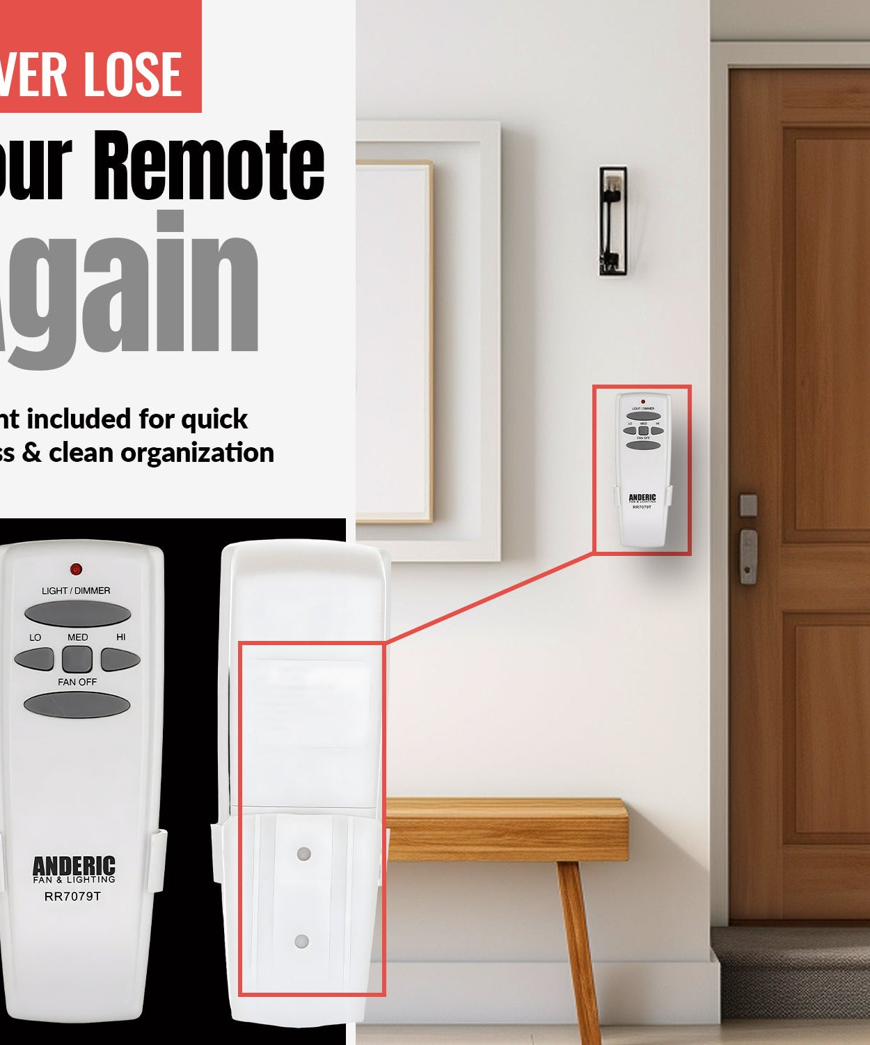 Anderic FAN-HD (UC7078T) Ceiling Fan Remote Control for Hampton Bay - RR7079T