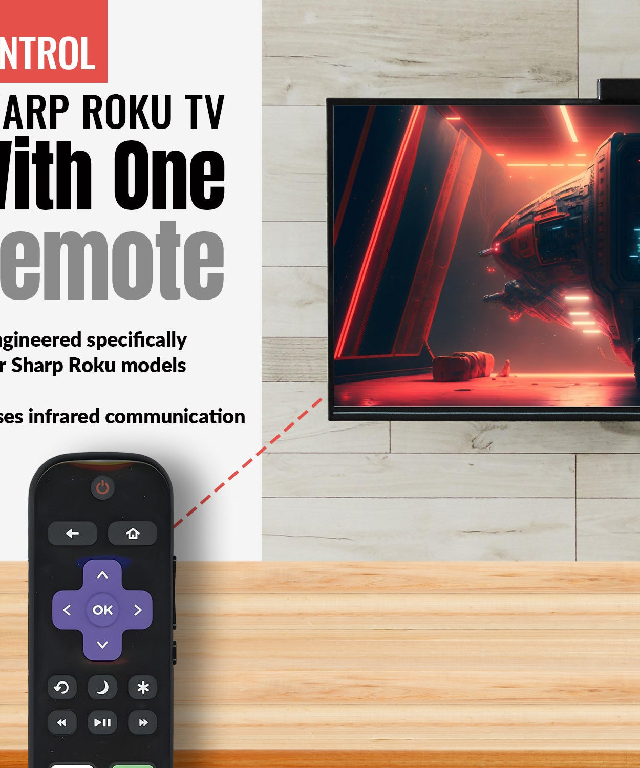 Sharp LC-RCRUDUS-20 Roku TV Remote Control | 2019, 2018 - LCRCRUDUS20