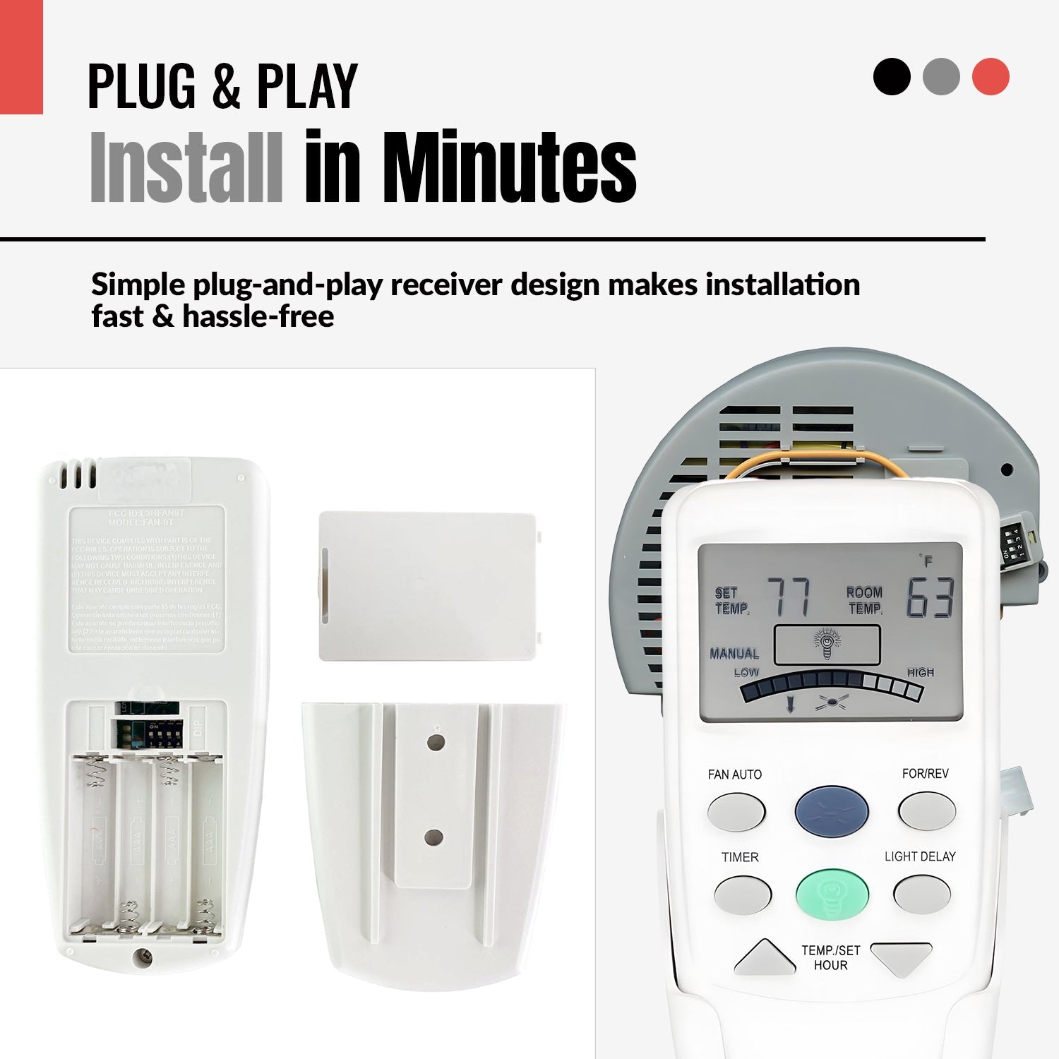 Anderic FAN10R/FAN9TR Replacement Ceiling Fan Kit for Hampton Bay