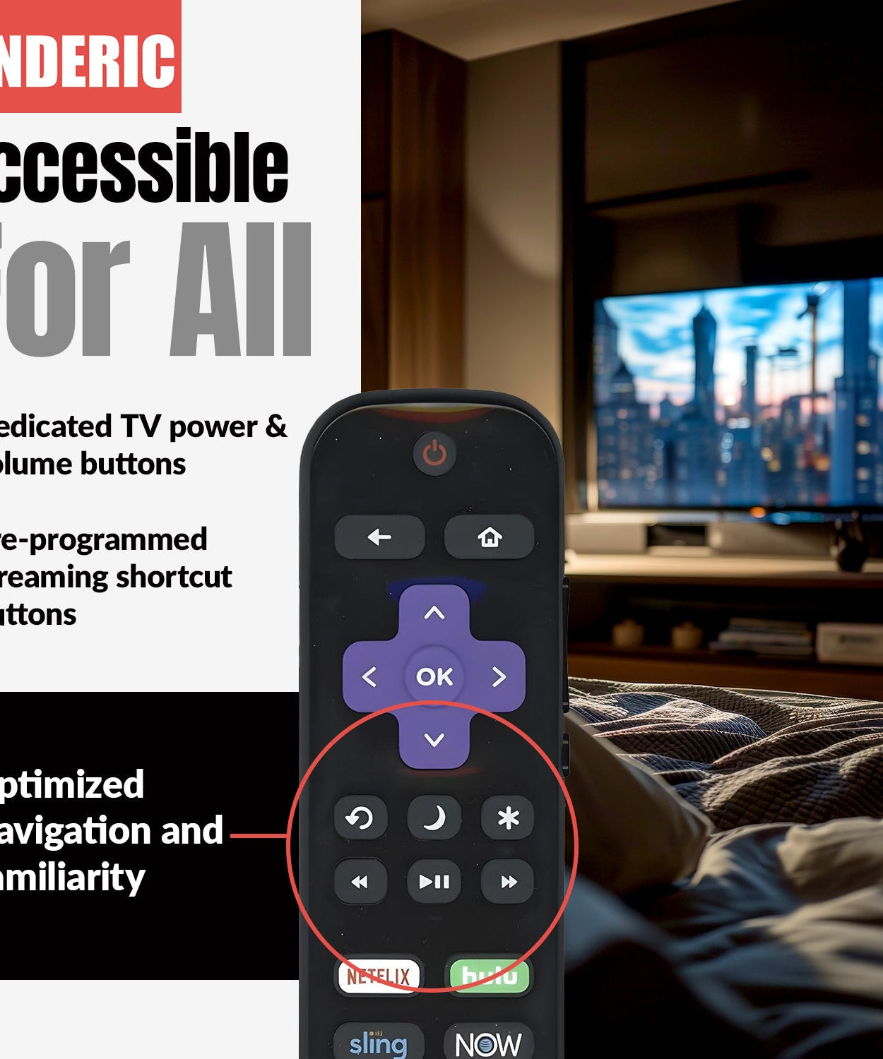 Sharp LC-RCRUDUS-20 Roku TV Remote Control | 2019, 2018 - LCRCRUDUS20