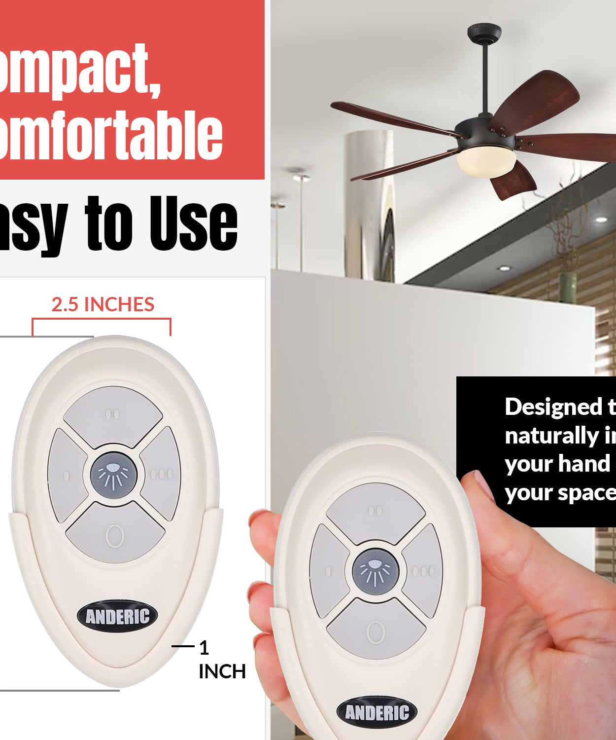 Anderic RRTX007 Replacement Ceiling Fan Remote Control for Harbor Breeze A25-TX007