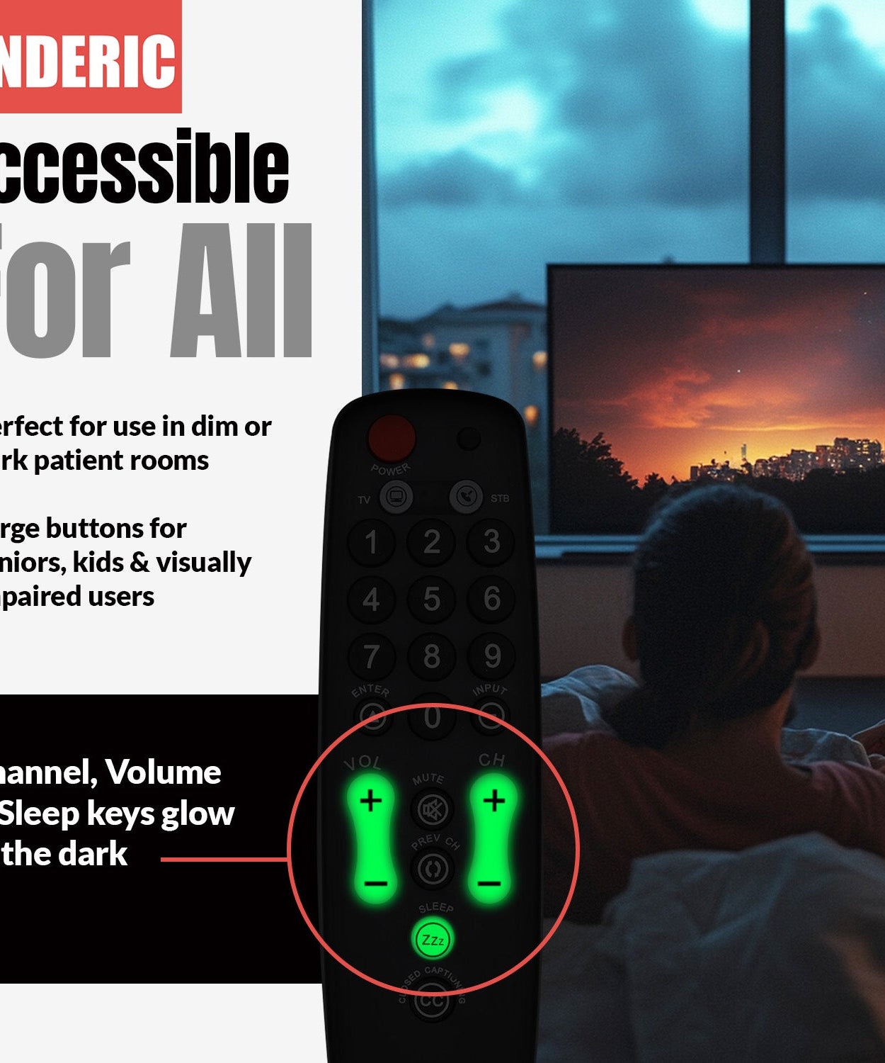 Anderic RRH100 2-Device Universal Remote Control for Hospitality TVs and Cable/Satellite/STB Boxes with Learning