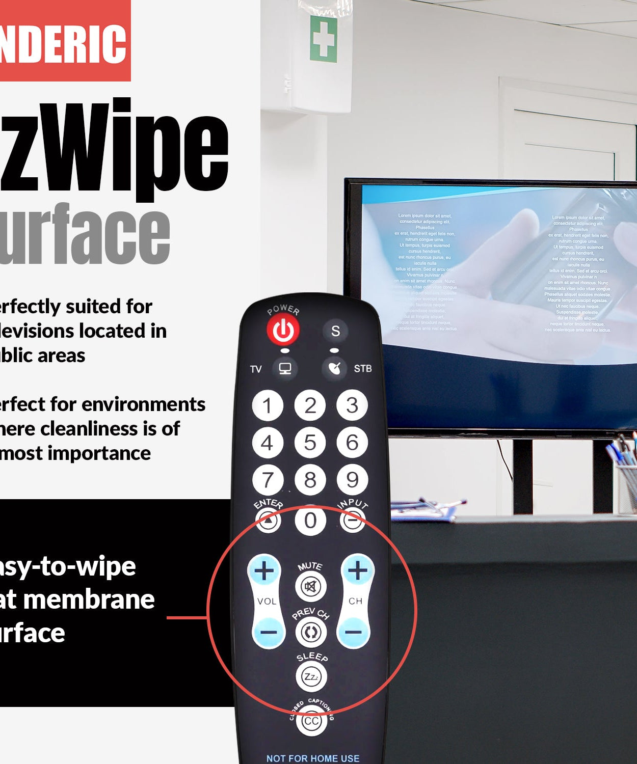 Anderic RRHC100 2-Device Universal Remote Control for Hospitality TV Cable Satellite STB with EzWipe Surface and Learning
