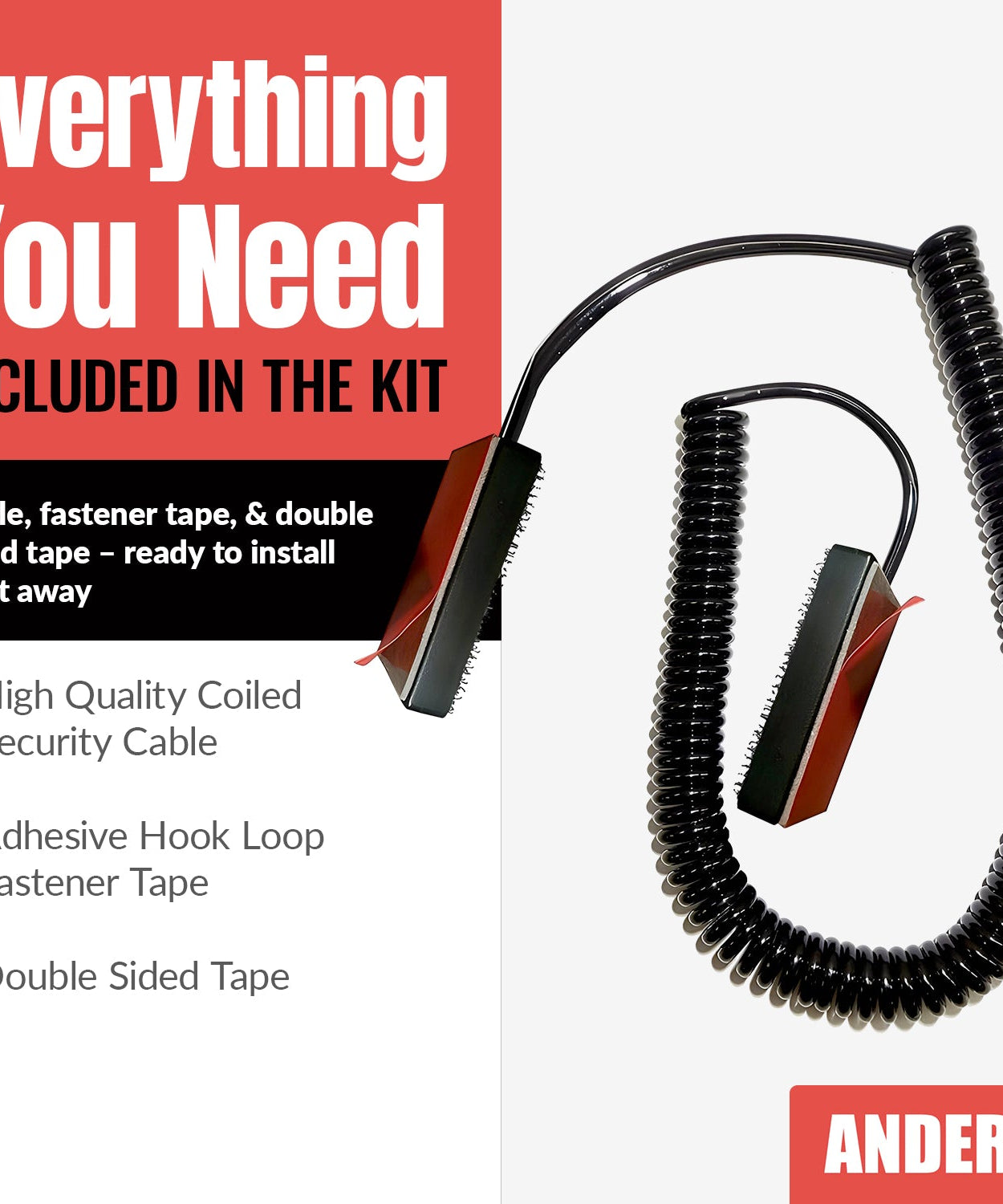 Anderic CBL02 Universal Security Cable Tether for Remote Controls