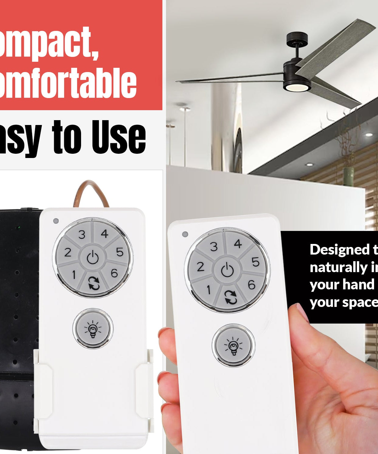 Anderic DC1/DC8 Replacement Ceiling Fan Kit | DC8-96SG8 Receiver & DC1 Remote Control