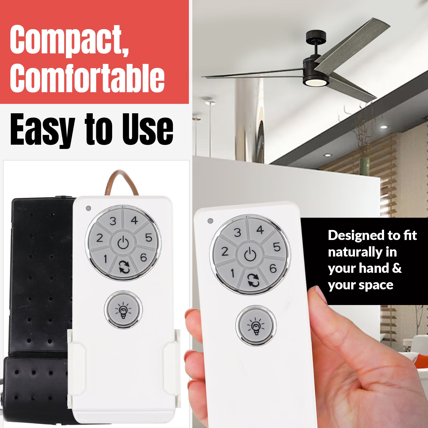 Anderic DC1/DC8 Replacement Ceiling Fan Kit | DC8-96SG8 Receiver & DC1 Remote Control