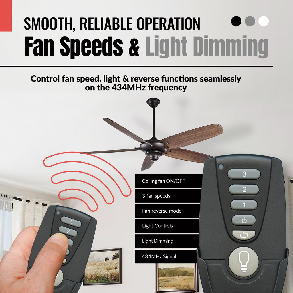 Anderic MR77A-MOLEX-KIT Replacement Ceiling Fan Remote Control Kit - MR77A, RR7222T434, MOLEX-AMP-ADAPTER