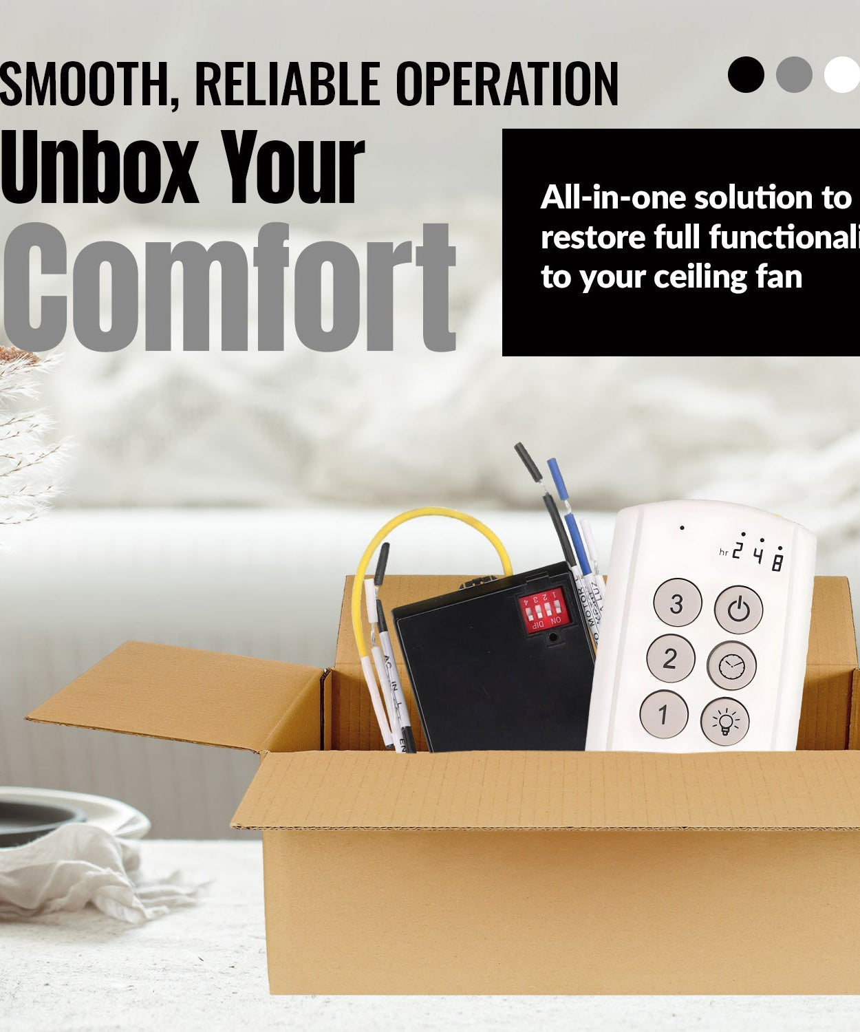 Anderic 63T-AC83T-KIT Universal Add-on Remote Control Kit for LED 3-Speed Ceiling Fans