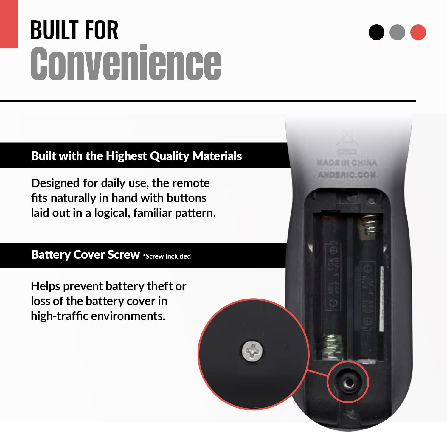 Anderic RRCM7500 Replacement Remote Control for Channel Master CM7500XRC2 DVR+ Over the Air Cable box