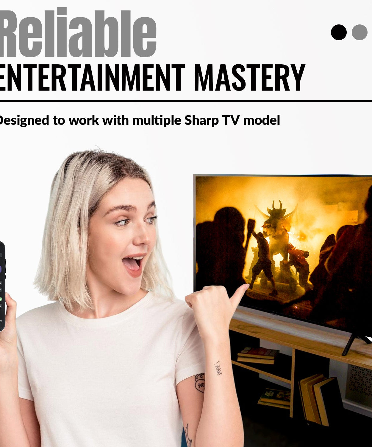 Sharp LC-RCRUDUS-20 Roku TV Remote Control | 2019, 2018 - LCRCRUDUS20