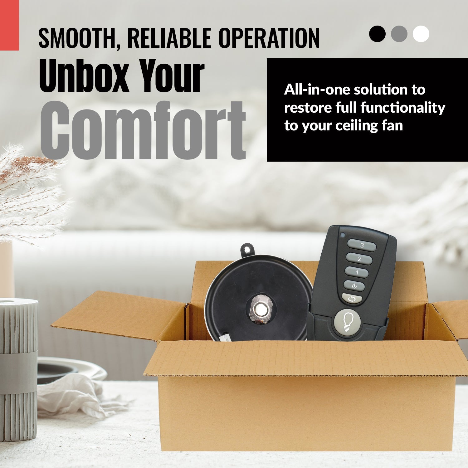 Anderic MR77A-MOLEX-KIT Replacement Ceiling Fan Remote Control Kit - MR77A, RR7222T434, MOLEX-AMP-ADAPTER