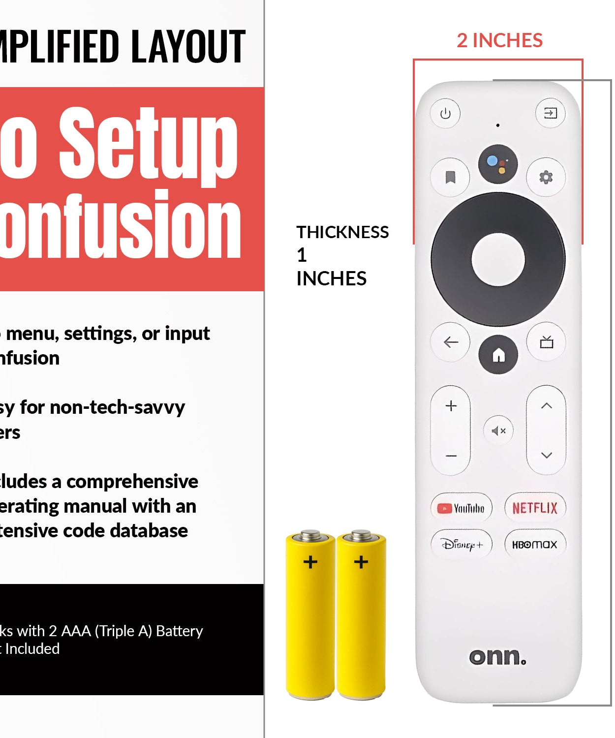 ONN 025C008 for Android TV 2K FHD Streaming Stick / 4K UHD Streaming Device Streaming Remote Control