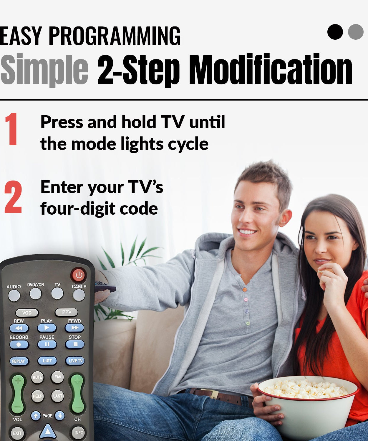 Anderic DRC800 DVR and Cable Box Remote Control for Motorola, Scientific Atlanta, and others
