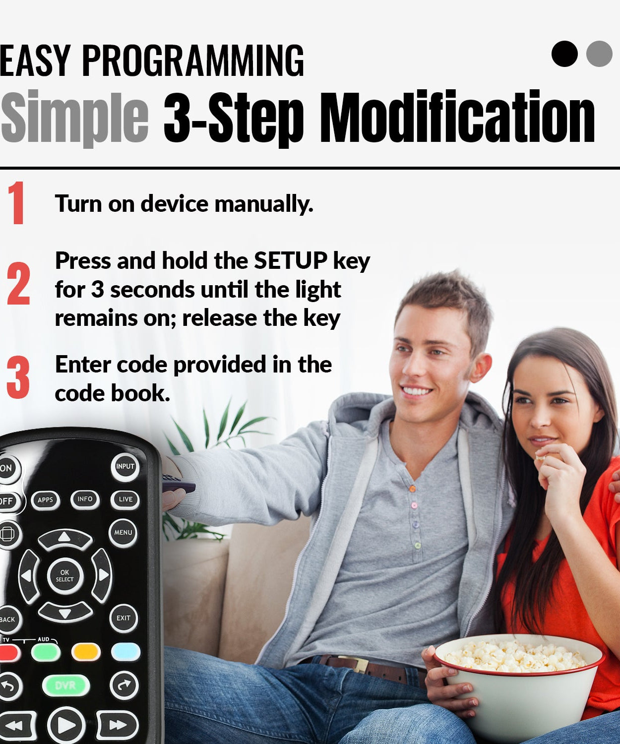 Anderic RRCM7500 Replacement Remote Control for Channel Master CM7500XRC2 DVR+ Over the Air Cable box