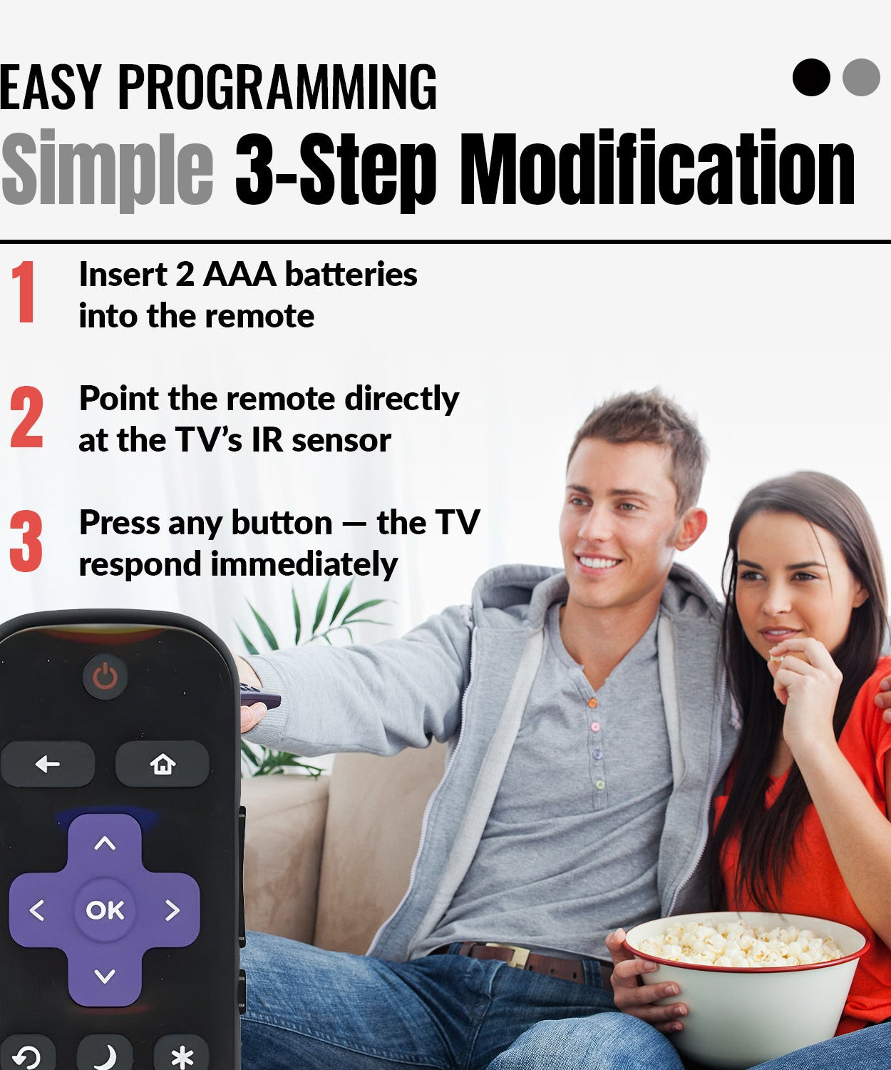 Sharp LC-RCRUDUS-20 Roku TV Remote Control | 2019, 2018 - LCRCRUDUS20