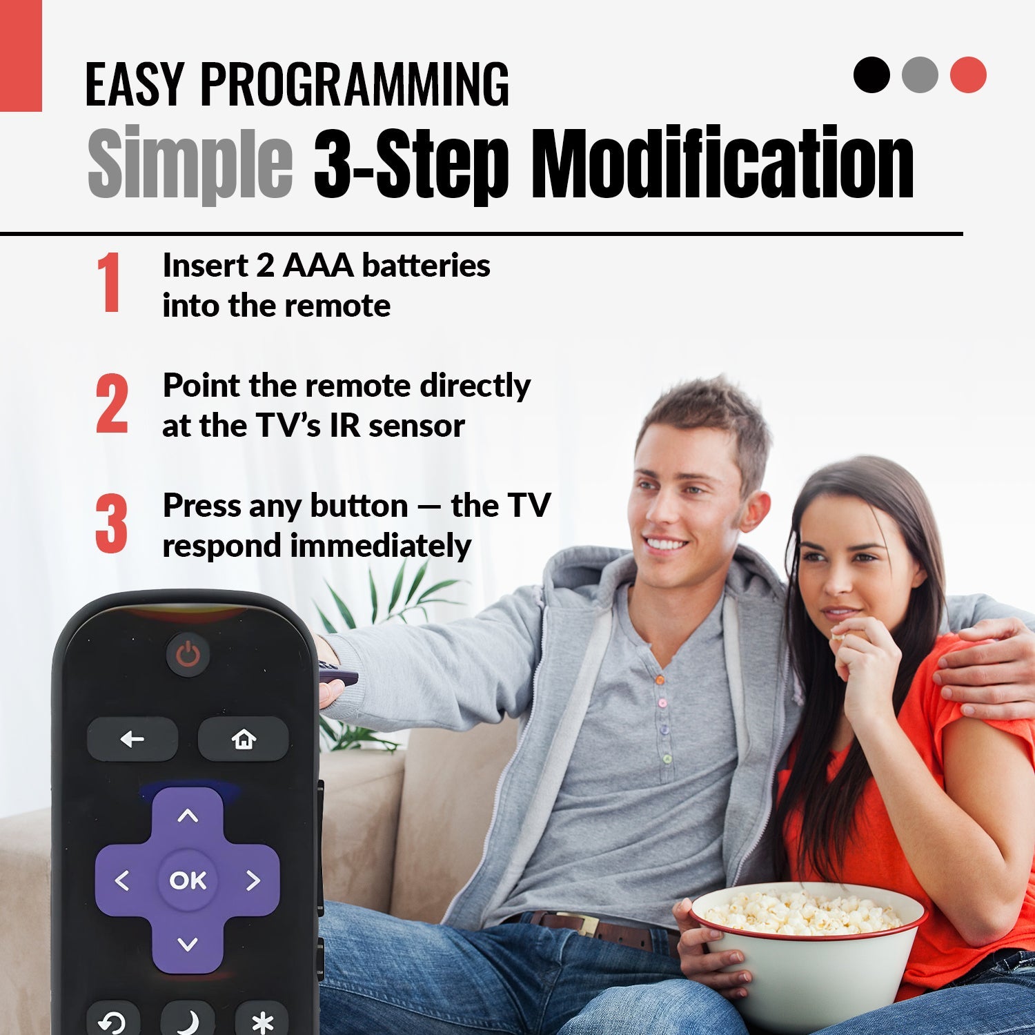 Sharp LC-RCRUDUS-20 Roku TV Remote Control | 2019, 2018 - LCRCRUDUS20
