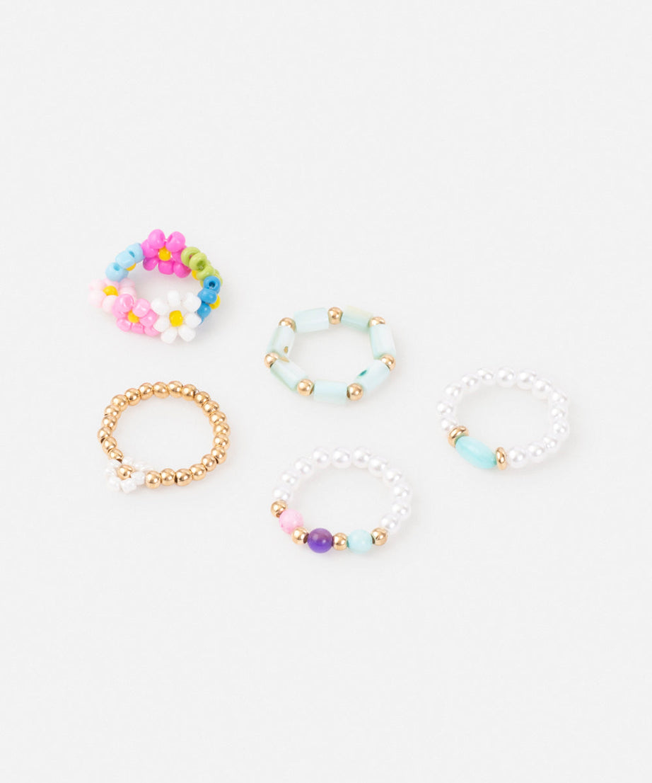 Pastel Beaded Ring Set