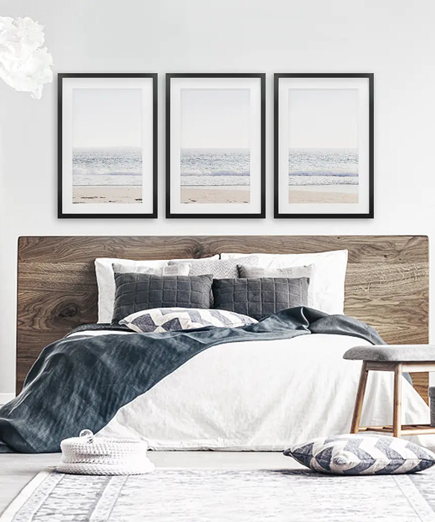 Pastel Minimalist Wave Photo. Set of 3 Beach House Wall Art
