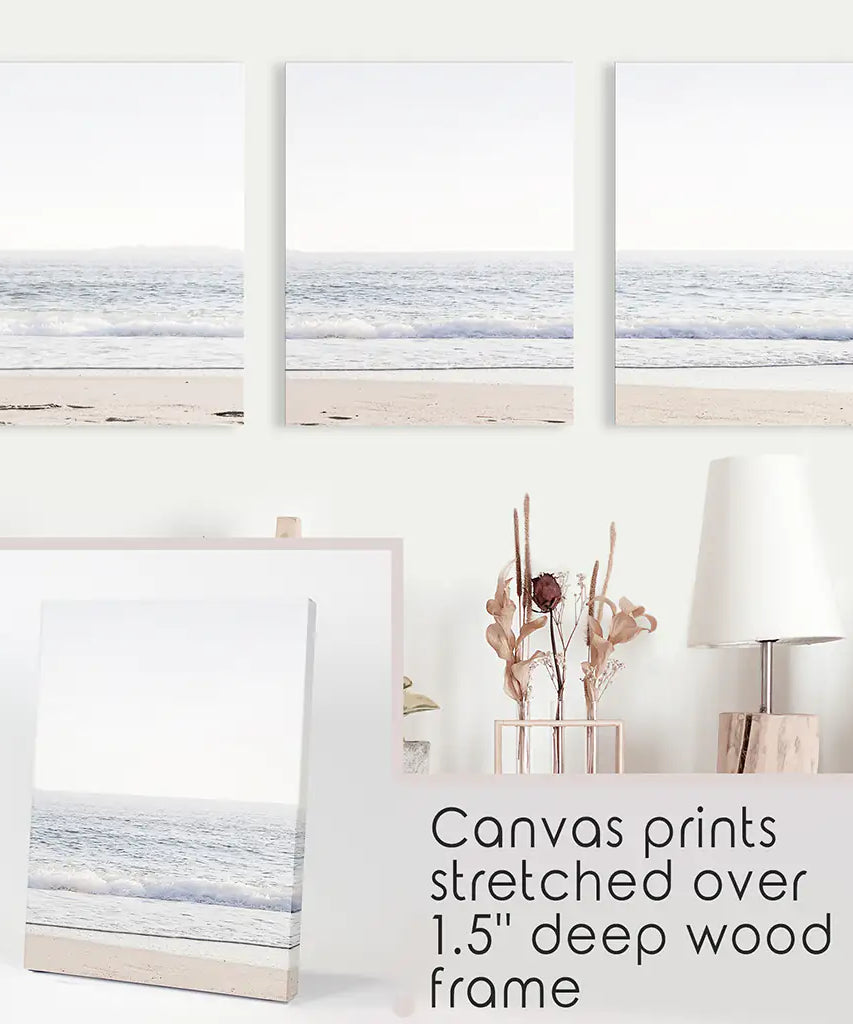 Pastel Minimalist Wave Photo. Set of 3 Beach House Wall Art