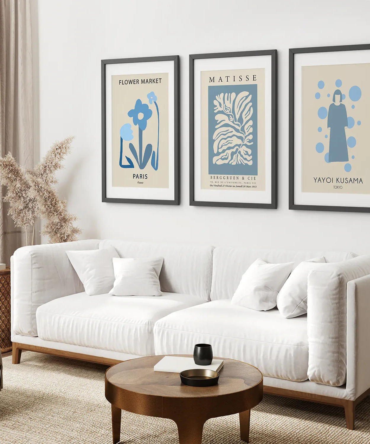 Modern Y2k-Stil 3er-Poster-Set. Pastellblau