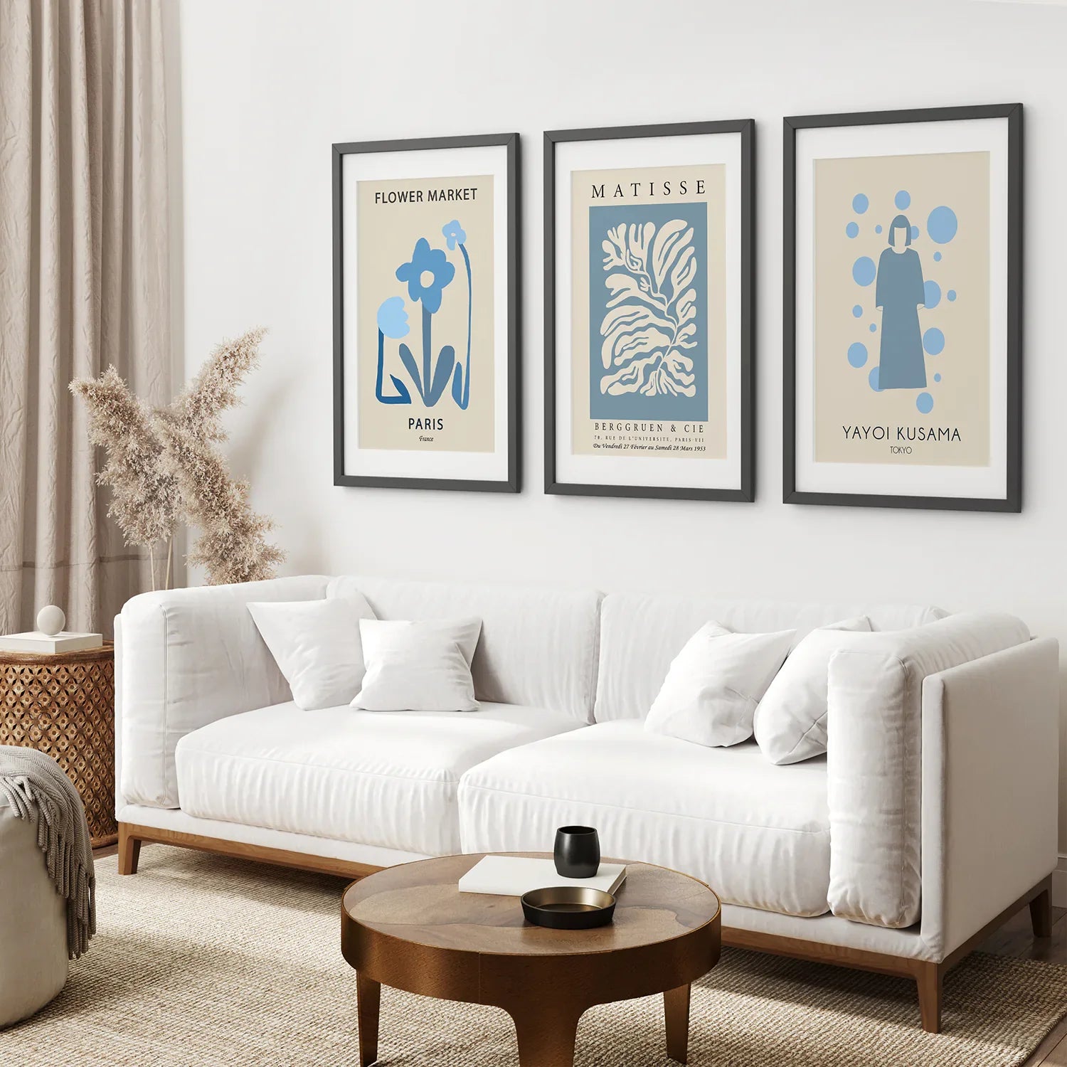 Modern Y2k-Stil 3er-Poster-Set. Pastellblau