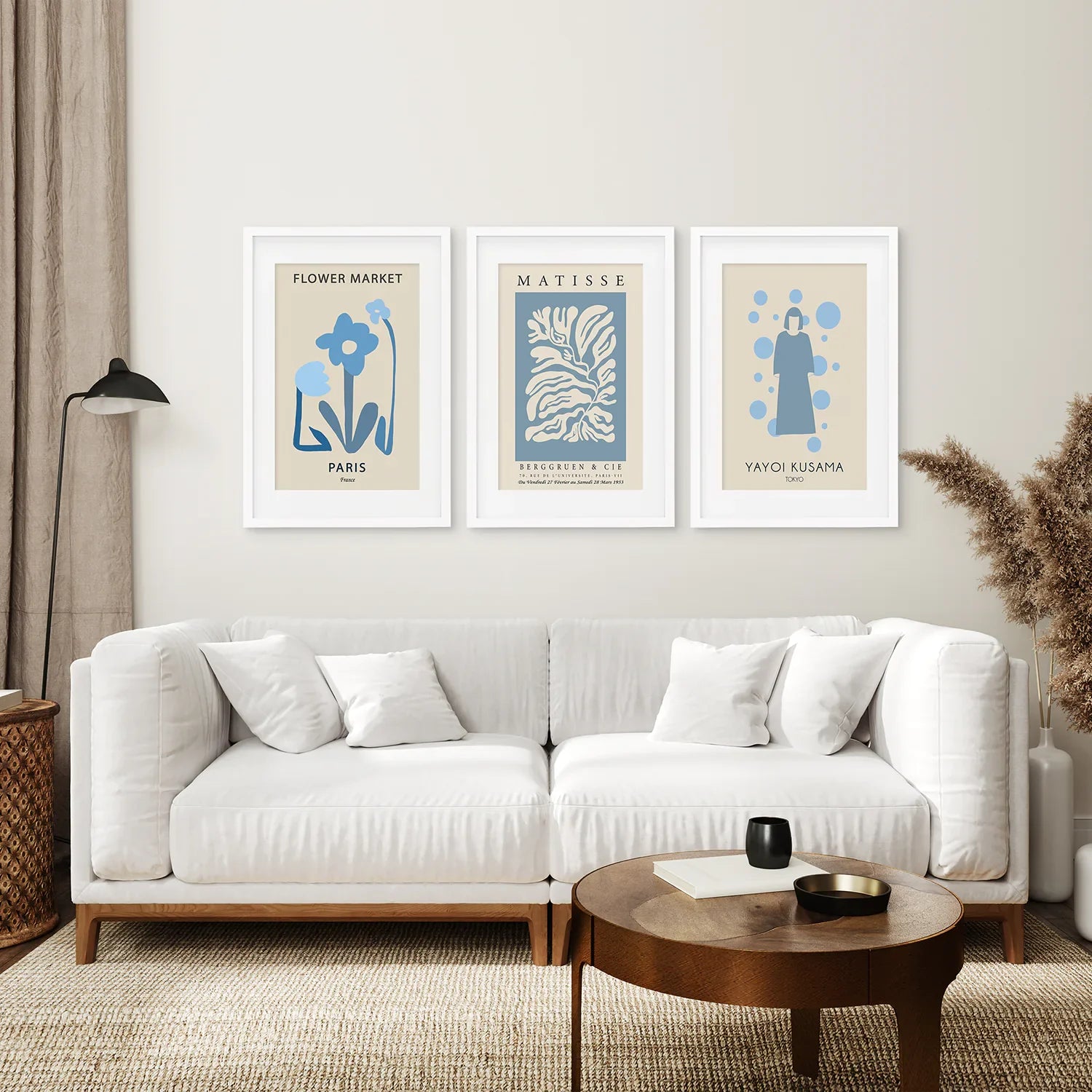 Modern Y2k-Stil 3er-Poster-Set. Pastellblau