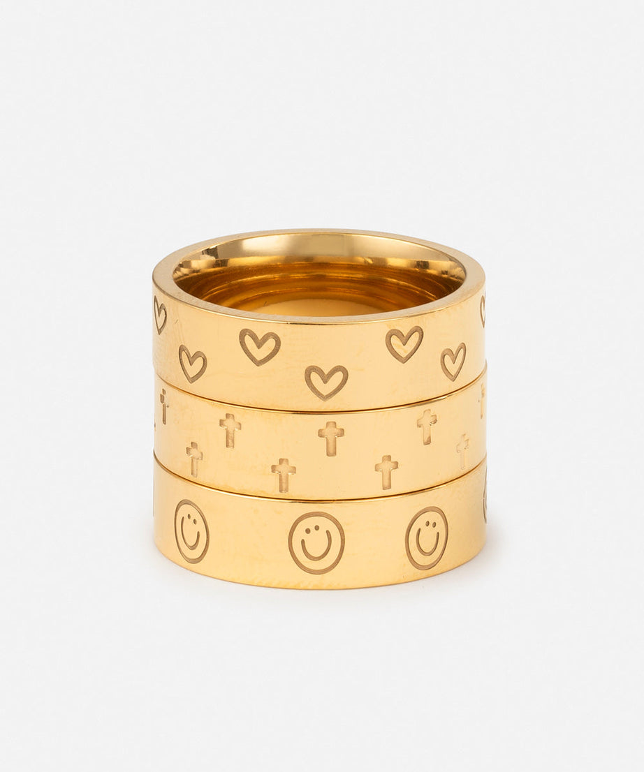 Peace Engraved Ring Set