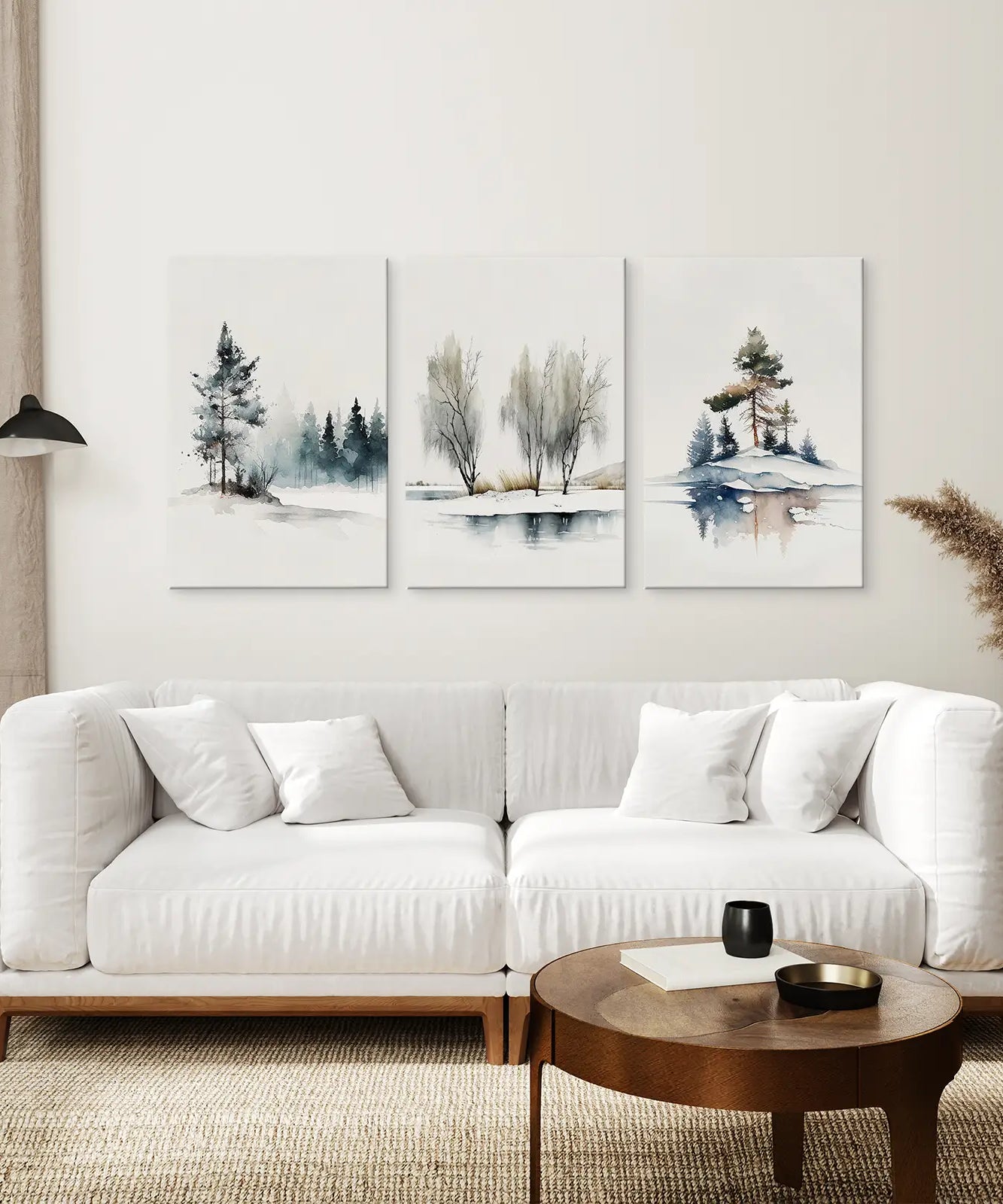 Winter Natur 3er-Set Wandkunst Kiefernwald Deko