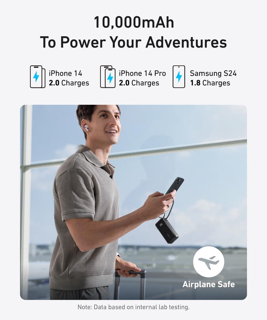 Anker Power Bank (10K, Fusion, Built-In Cable)
