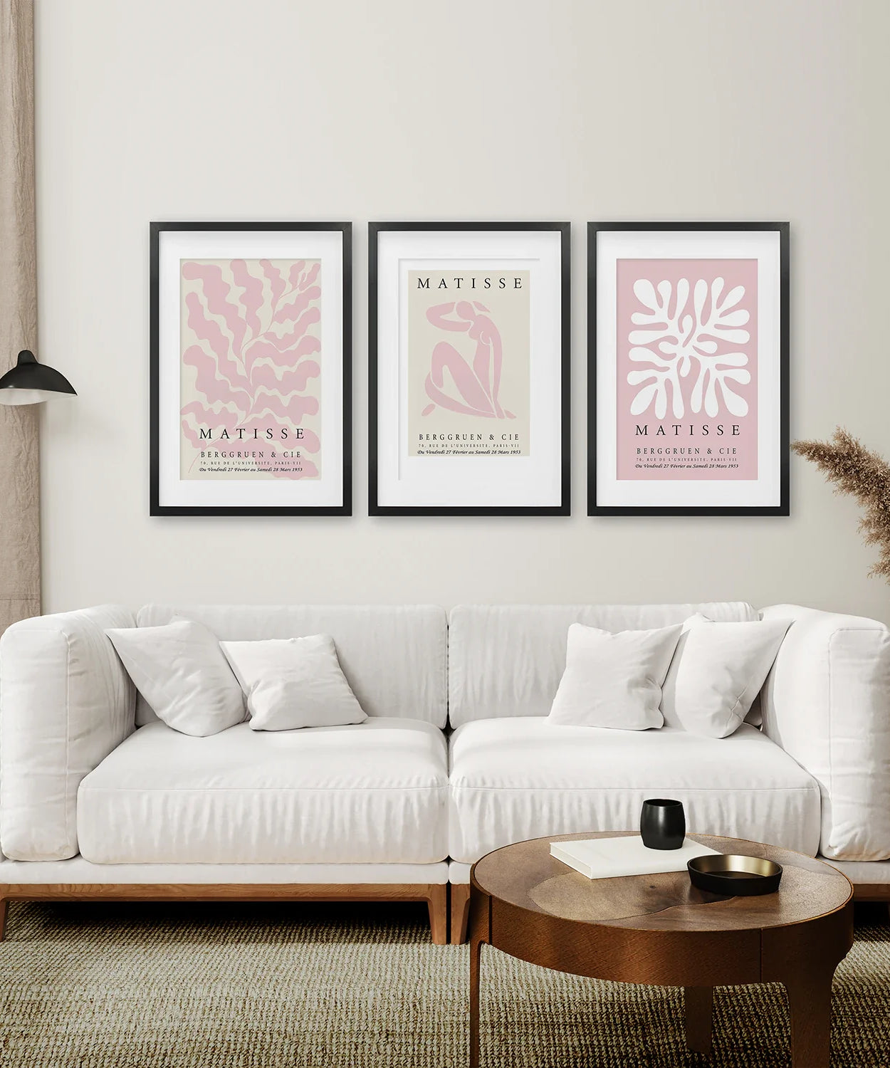 3-teiliges Wandkunstdruck-Set „Matisse in Rouge-Pink“