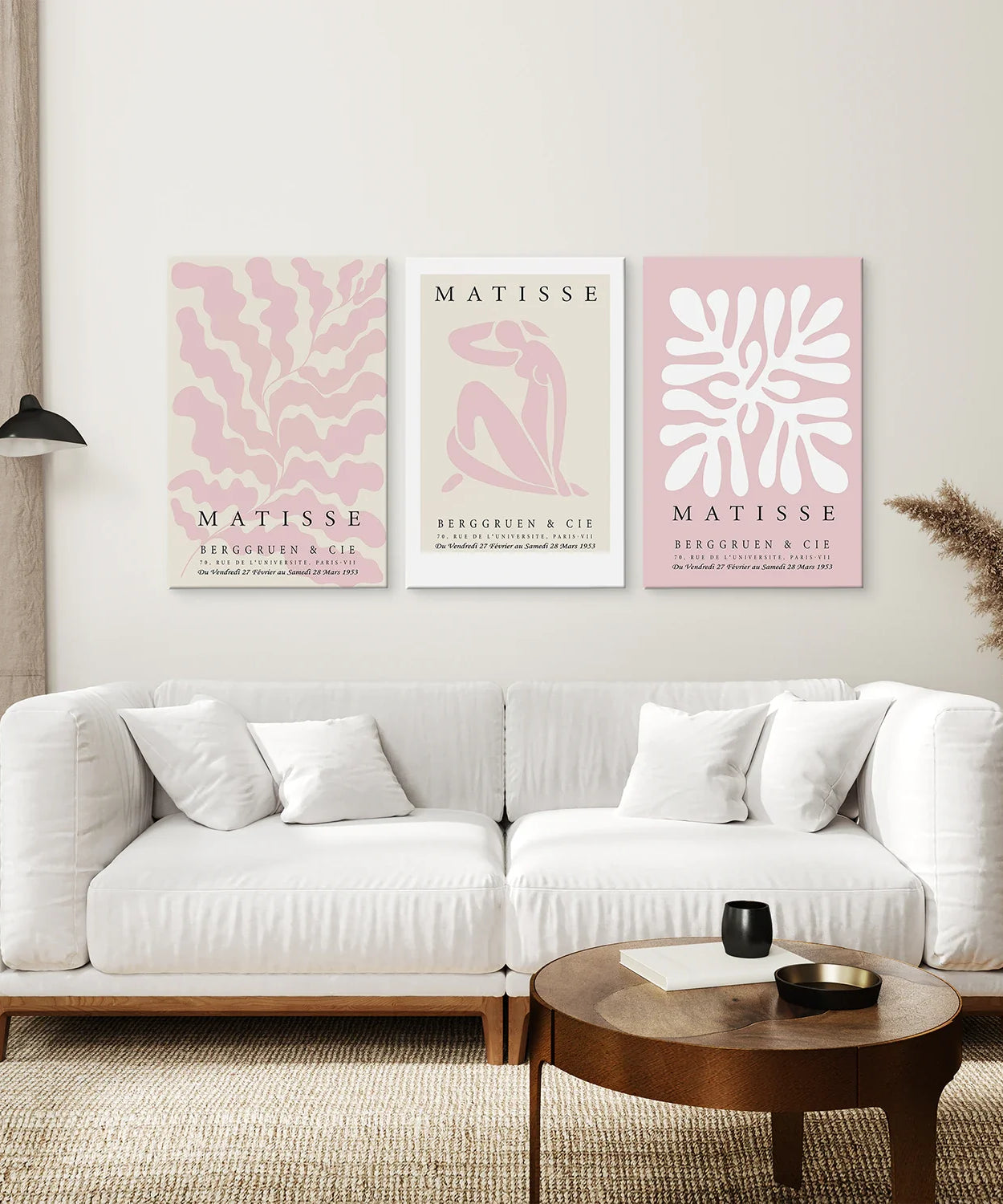 3-teiliges Wandkunstdruck-Set „Matisse in Rouge-Pink“