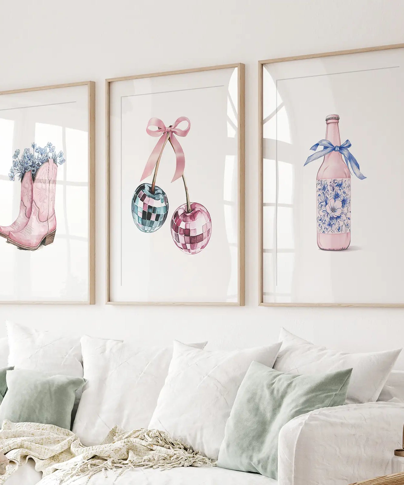 Kirschen Discokugel Preppy Rosa Wandkunstdrucke