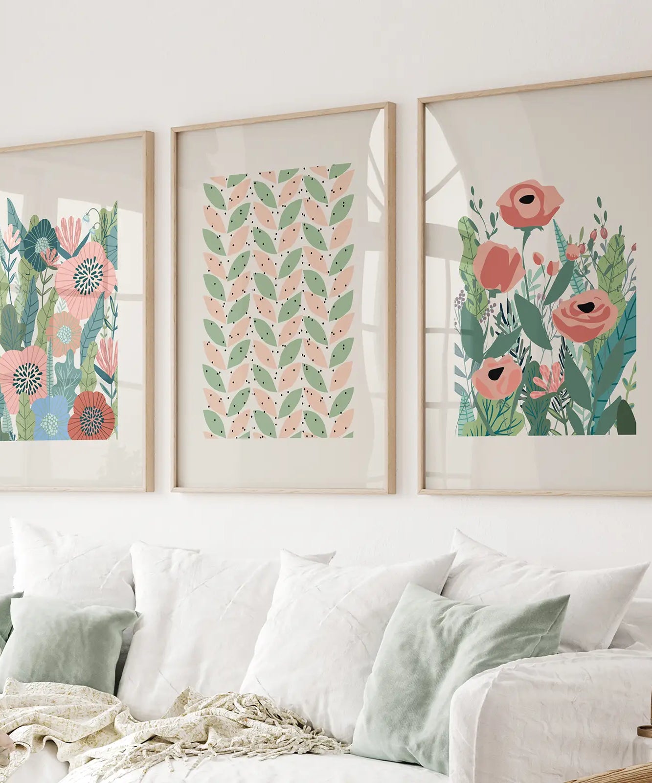Botanische rosa Mohnblumen Wandkunst Poster Dekoration